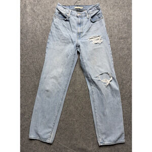 Levis 94 Baggy Jeans Womens 26 Light Wash Distressed High Rise Straight Leg